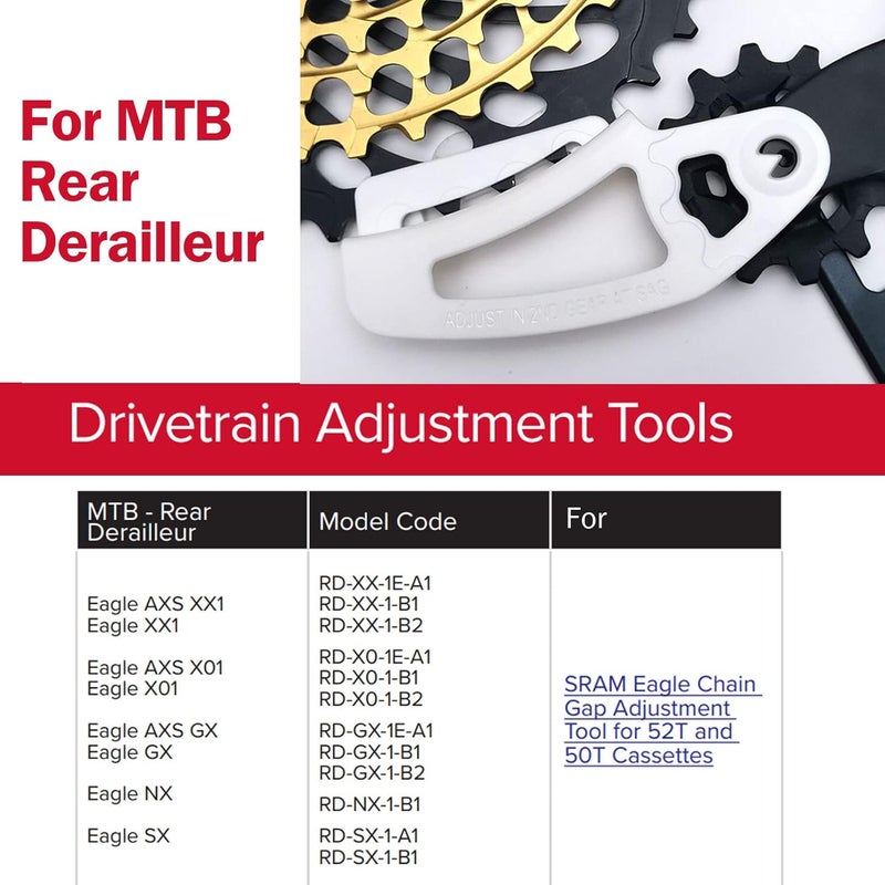 MIEBA B Gap Adjustment Tool for SRAM XPLR/AXS Eagle Chain Gauge, Rear Derailleur Chain Gap Tool for MTB [White-Eagle 50/52t Cassettes, 12 Speed], Road [Red-XPLR Force Rival Red eTap AXS 26-44] - Image 2